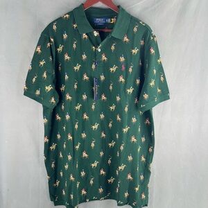 NWT Polo Ralph Lauren All Over Pony Race Mesh Knit Polo Shirt